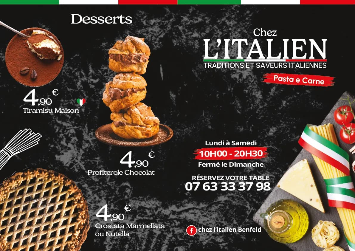 Support imprimé recto Chez l'Italien