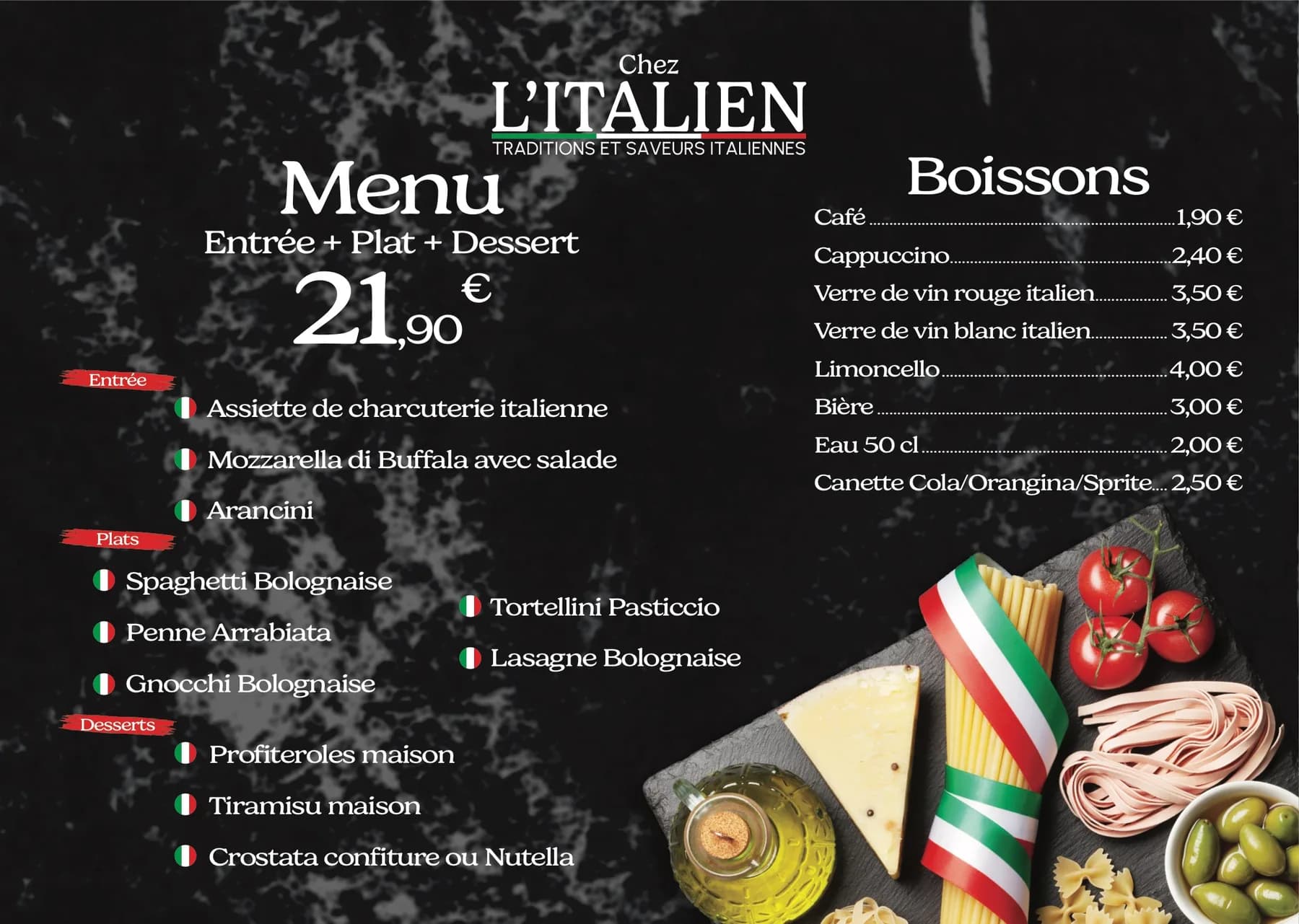 Menu board lumineux Chez l'Italien