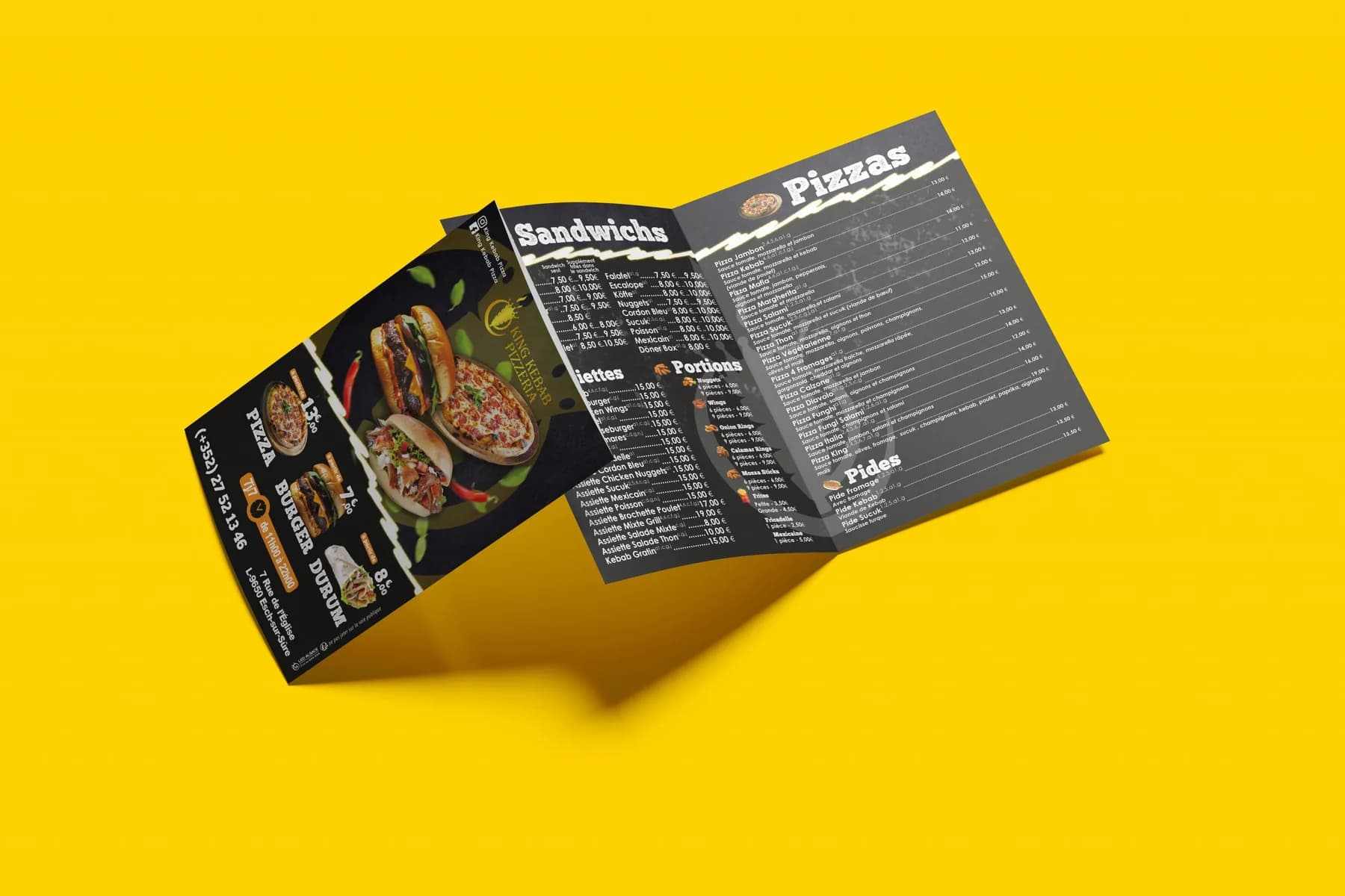 Flyer King Kebab Pizzeria prêt pour impression